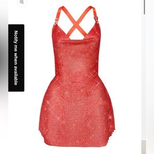 Poster Girl NWT Rhinestoned Red Chainmail Dress, S